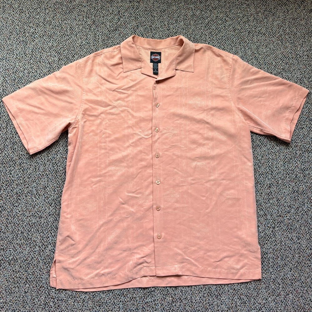 Harley-Davidson Button Up Vintage Barb Wire and Logo Pattern